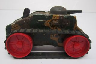 Vtg Tin Litho Marx Military Tank 5 Mechanical Wind Up Toy Rubber Tracks