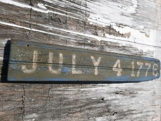 Old Early Primitive Antique Farm Chippy Barn Wood Sign July 4 1776 Robin Blue