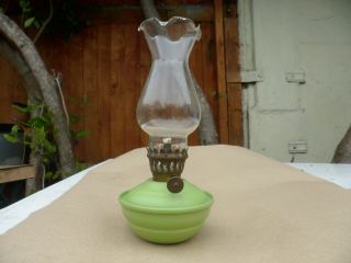 Vintage Small Oil Lamp With Weighted Base,  Clear Globe Fluted At Top 7 " Tall