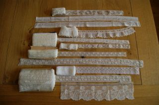 Large Quantity Of Vintage Machine Lace Insertion Lace Crafts Costume Dolls 24