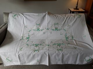 3 vintage hand embroidered applique cotton tablecloths vgc floral Art deco 8