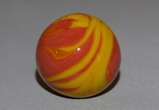 VINTAGE MARBLES CHRISTENSEN SHOOTER FLAME SWIRL H/O 3/4 