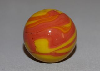 VINTAGE MARBLES CHRISTENSEN SHOOTER FLAME SWIRL H/O 3/4 