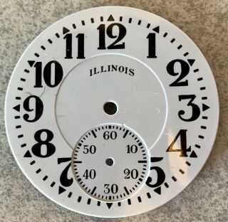 Illinois Pocket Watch Dial 16sz,  Blindman Double Sunk W/ Arrows Out Gr8