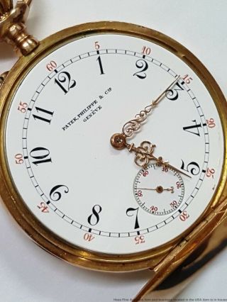 Patek Philippe Triple Signed Rose Gold Pocket Watch Antique 4