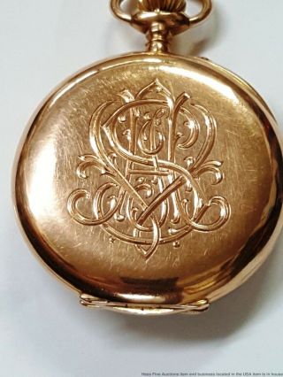 Patek Philippe Triple Signed Rose Gold Pocket Watch Antique 8