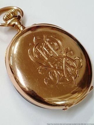 Patek Philippe Triple Signed Rose Gold Pocket Watch Antique 9