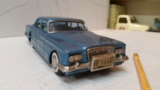 8” Bandai Japan Tin Friction 1960 /1962 Plymouth Valiant Exc,  W/ License Plate