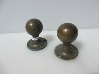 Antique Bronze Door Knobs Handles Vintage Plates Old Edwardian Brass 4