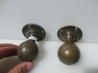 Antique Bronze Door Knobs Handles Vintage Plates Old Edwardian Brass 5