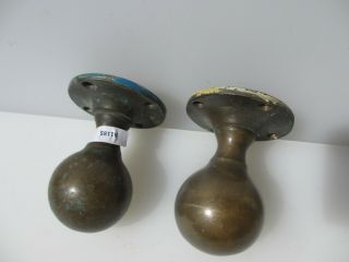 Antique Bronze Door Knobs Handles Vintage Plates Old Edwardian Brass 7