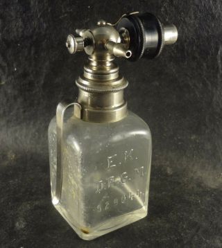 Antique German 1915 Medical Lab Benzine Lamp Sterilizer With Valve & Mixer Rare