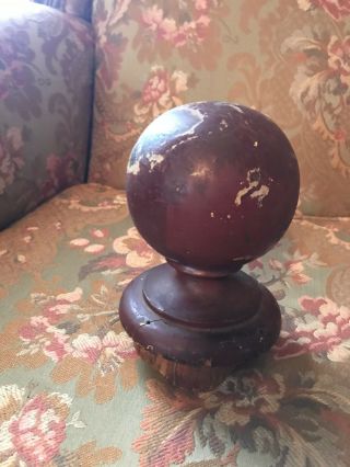 Salvaged Old,  Painted,  Oak,  Cannon Ball Newel Post Top / Finial Part