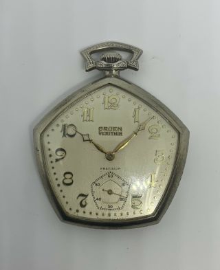 Vintage Gruen Veri - Thin Precision Pocket Watch 10k Gf 17 Jewels