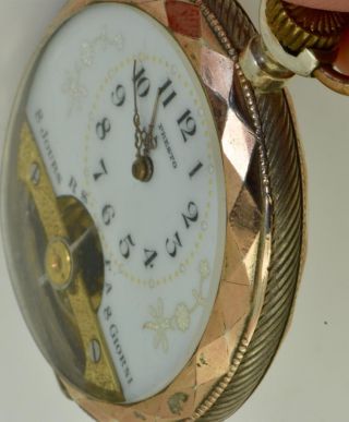 Rare antique silver Presto/Hebdomas 8 days pocket watch c1900.  Visible balance. 4