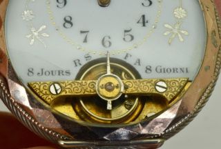 Rare antique silver Presto/Hebdomas 8 days pocket watch c1900.  Visible balance. 6