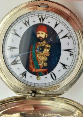 Rare antique 19th C.  Ottoman silver full hunter watch for Mahmud Celaleddin Pasha 5