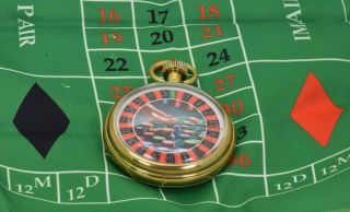 Very Rare Vintage Roulette Game Pocket Watch&silk Layout C1960 