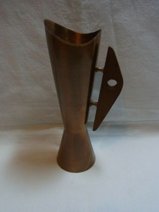 Mid Century 60´s Copper Vase With Teak Handle Cb