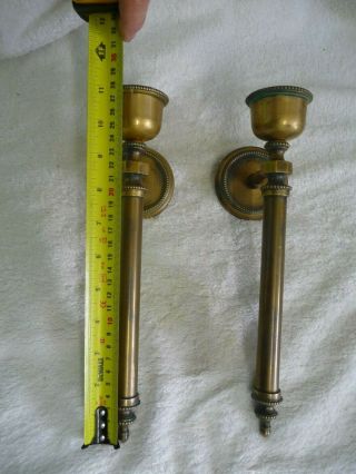 Vintage Pair Brass Candle Sconces Wall mounted Edwardian Style Architectural 8