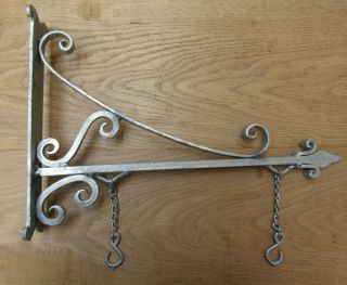 16 " Galvanised Garden Iron Sign Board Hanging Bracket Shop Sign House Name