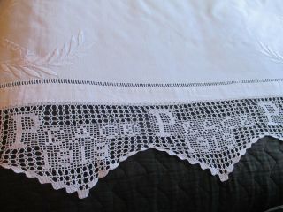Antique World War 1 Hand Embroidered/Crochet Lace Tablecloth - PEACE & VICTORY 6