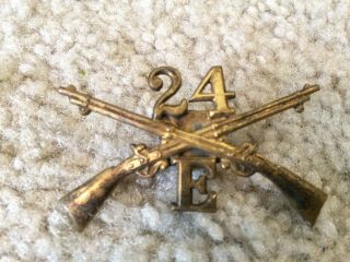 1895 - 1902 Us 24th Infantry Company E Hat Insignia (buffalo Soldiers)