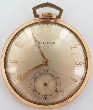 . RARE 1940’s BULOVA 17J 17AH 14K SOLID GOLD POCKET WATCH DISPLAY CASE 2