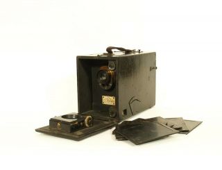 1892 J.  T.  Chapman Detective Camera W/original Plate Holders Ebony Wood Finish
