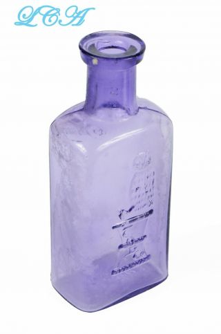 Old Antique Owl Drug Co Bottle In Rich Purple Color 1 Wing - 2 Ounce Size