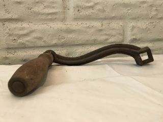 Antique Cast Iron Wooden Handle Hand Crank