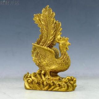 Antique China Brass Hand Made Fengshui Lucky Phoenix Spread The Wings Statue