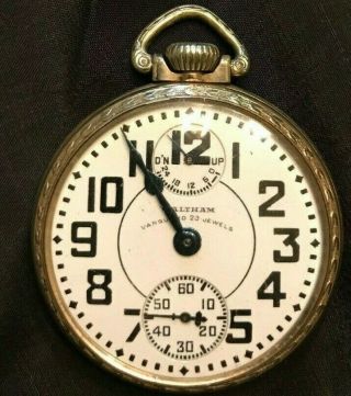 Waltham Vanguard Up/down 23j Railroad Grade Pocket Watch,  16s,  1935
