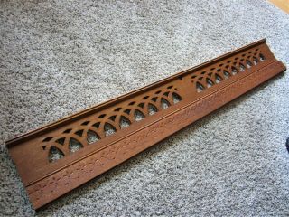 1880 Eastlake Spoon Carved Tiger Oak Furniture Pediment Victorian Fretwork Panel