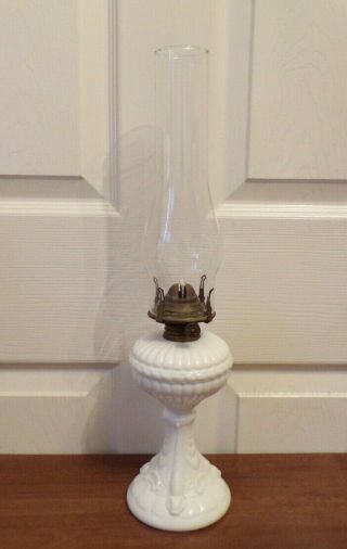 Vintage Milk Glass Oil Lamp Very Ornate Order Lovely