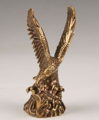 Unique Chinese Bronze Handmade Casting Eagle Figurines Statue Auspicious Gift