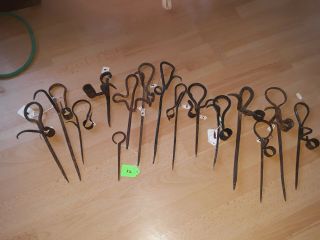 15 Antique Wrought Iron Miners Candle Stick Holders Sticking Tommy/tommy Sticks