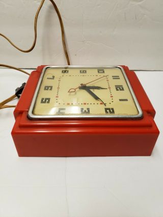 Vintage Red GE Telechron Model 2H25 Mid Century 1950 ' s Wall Clock.  Not 5