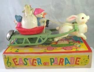 Vintage Celluloid Wind Up Easter On Parade Toy W/orig Box Occupied Japan