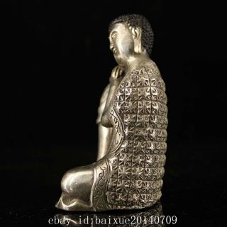 Chinese Old Copper Plating Silver Sakyamuni Figure Of Buddha /qianlong Mark C02a