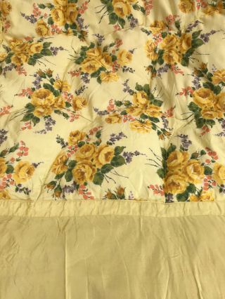 Vintage Retro Yellow Rose Satin Feather Eiderdown Bed Spread Cover 2
