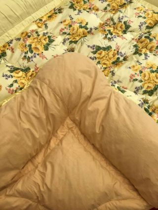 Vintage Retro Yellow Rose Satin Feather Eiderdown Bed Spread Cover 5