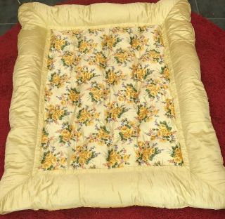 Vintage Retro Yellow Rose Satin Feather Eiderdown Bed Spread Cover 6