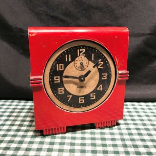 Vintage Gilbert Mechanical Art Deco Metal Alarm Clock Loud Tick Tock