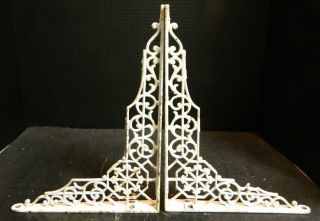 Vintage Set Of (2) Cast Iron Painted Angle Brackets 12 " X 9 " X 1.  25 " Very Good