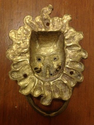 Large Vintage Antique Brass Lincoln Imp Troll Demon Gargoyle Door Knocker 6.  25” 2
