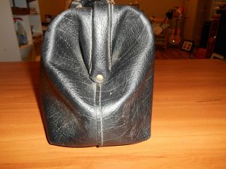 Vintage Schell Black Leather Doctor ' s Medical Bag With Key 4