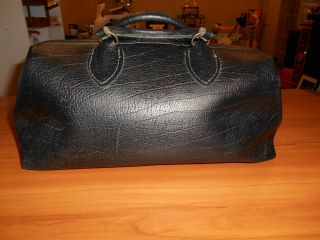 Vintage Schell Black Leather Doctor ' s Medical Bag With Key 5