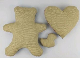 Antique Overshot Coverlet Heart Pillow Teddy Bear Duck Craft Primitive Blanket 5