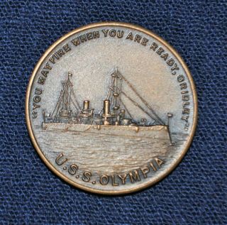 Uss Olympia Medal - Made From Propeller / Served In The Battle Of Manila Bay